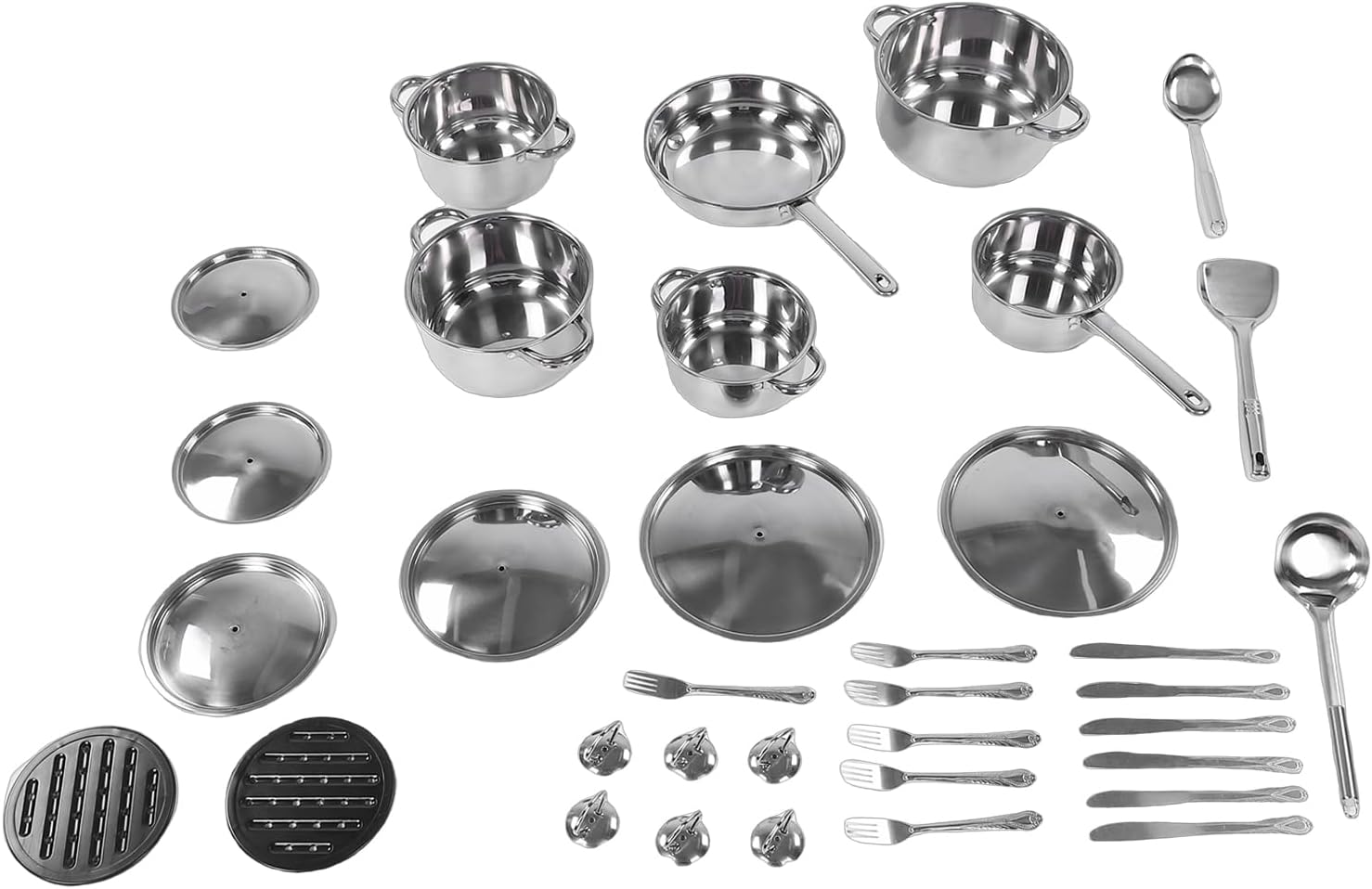 Pssopp Cookware Utensil Set Stainless Steel Pot Pan Set, Various Cooking Methods Cookware Sets for Home Induction Oven Cooking Nan