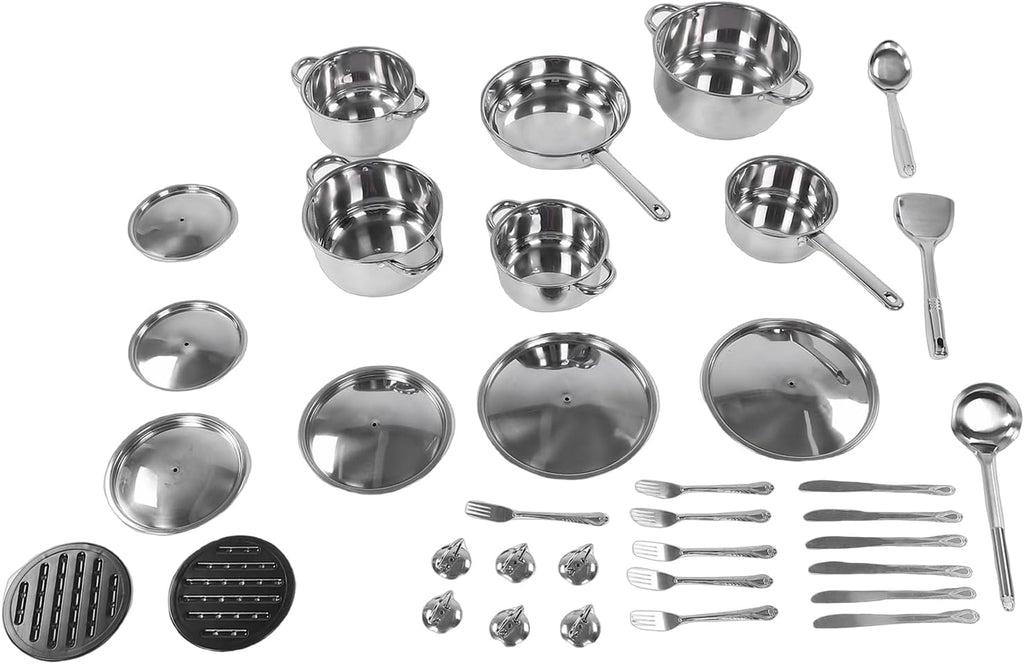 Stainless Steel Cookware Set, Pot and Pan Set with Lid and Riveted Handle for Induction Cooker, Kitchen Cooking Utensil for Home