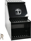 Heavy Duty 15''Aluminum Step Semi Side Mount Truck Tool Box 15'W x 28'L x 25'H with Saddle Step Open Wide Design & T-Handle Latch Lock for Side Storage Black