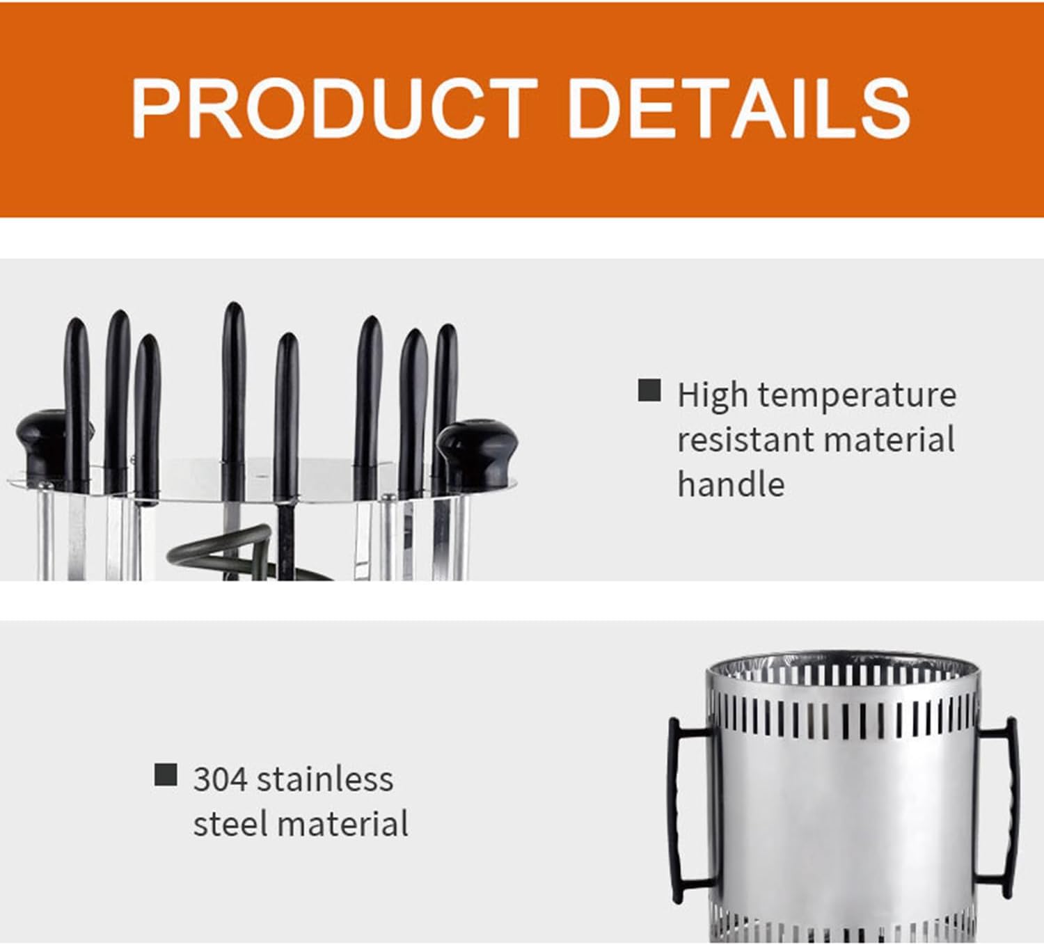 1500W Electric Rotating Vertical Rotisserie Grill, 360° Fully Automatic Barbecue Shawarma Machine, with Oil-Receiving Cup, 8 Grilling Forks, for Kebabs, Skewers and Roasts