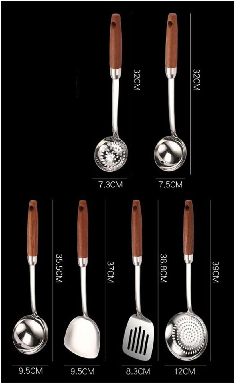 Kitchen Utensils Set, Cookware Dining Kitchen Tools Gadgets 6 Pieces Sets Spoons for Cooking Spatulas 304 Stainless Steel Cooking Utensils Spatulas Spoons