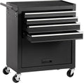 4-Drawer Rolling Tool Chest, Cabinet with 4 Wheels Tool Chest with Drawers, Suitable for Garages, Warehouses, Workshops, Repair Shops, Black