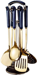 Stainless Steel Cooking Utensils Spoons Spatulas Kitchen Cookware Bakeware Gadgets Tools 7 Pieces Sets(Blu)