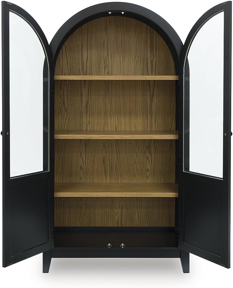 Signature Design by Ashley Dagandale Casual Accent Cabinet with Shelf, Black & Light Brown