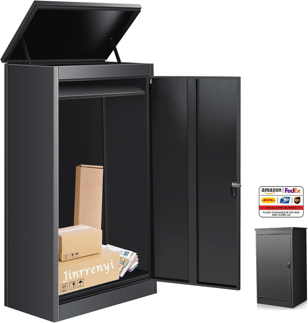 Express Package Delivery Box for Outside, Ultra Large Parcel Drop Boxes with Lock Made of Automotive Steel, Waterproof Anti-Theft Parcel Drop Box with Secure Storage for Home Business (41.3IN)