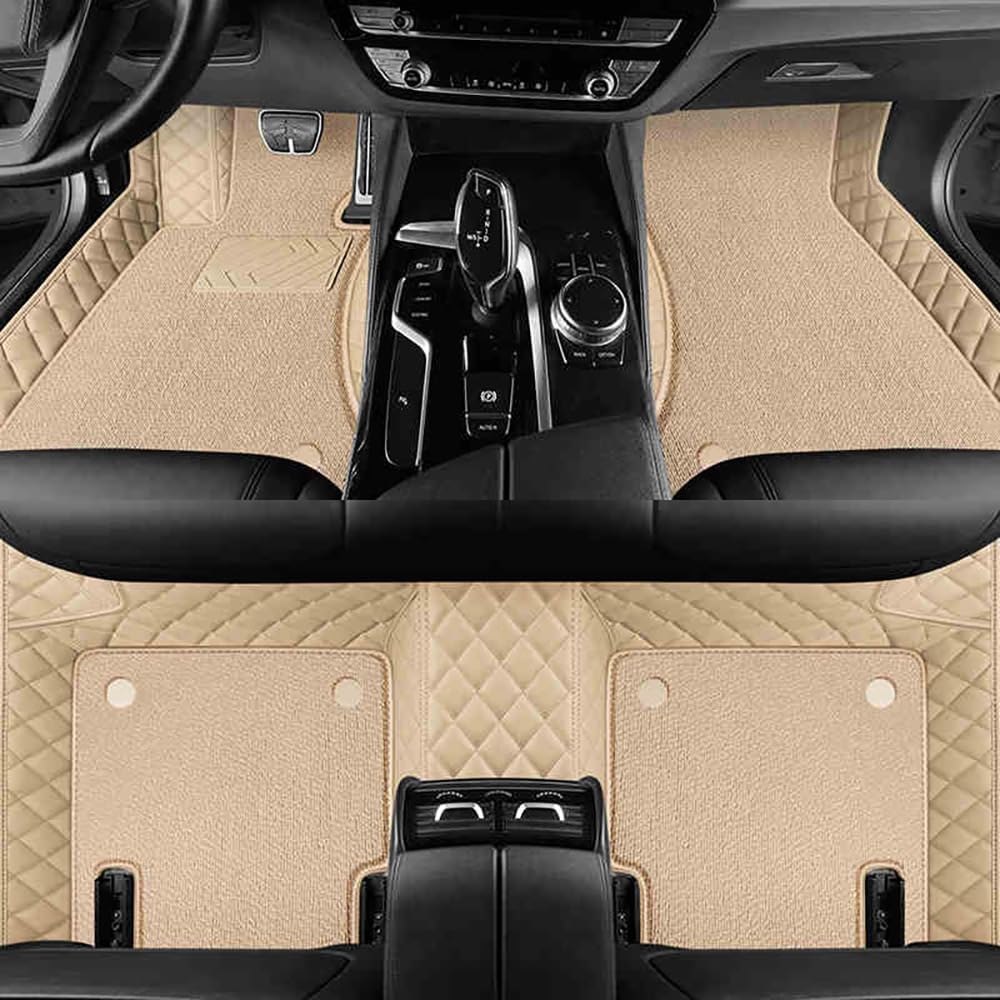Car Floor Mats for Grand Highlander 7 Seater 2024 2025 Custom Full Coverage Double Layer Protective Carpet Mat Foot Pads Accessories,BlackNO.296(Beige)