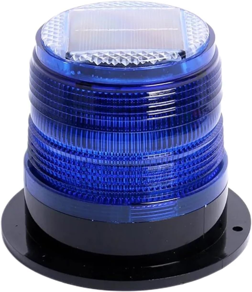 1pc Solar Power Warning Flash Beacon Light Sensor Emergency LED Lamp Car Rotating Traffice Safety Light Magnet Ceiling(Blue)