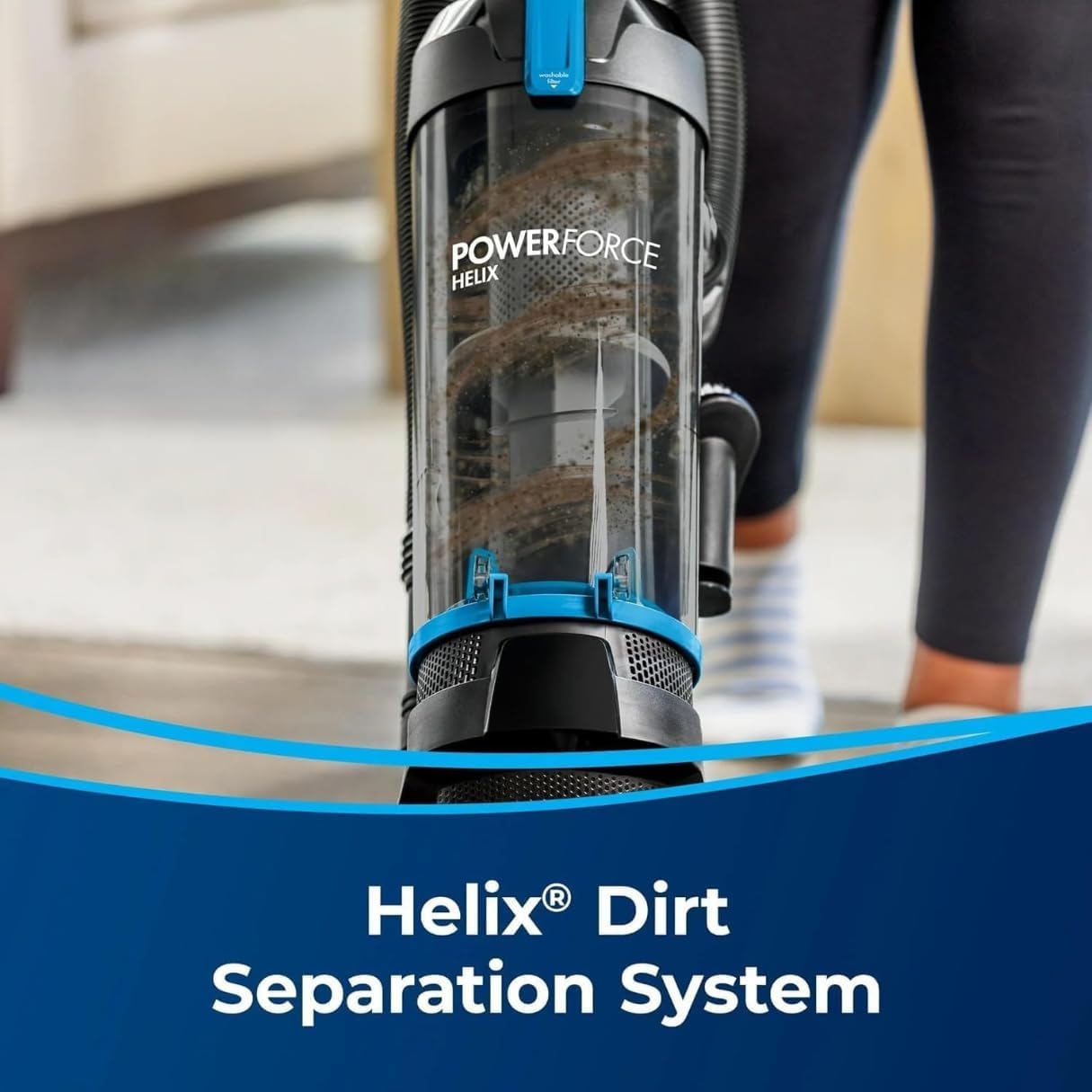 BIISSELLL Power Force Helix Bagless Upright Vacuum, Powerful Suction for Pet Hair,Carpet, Tile & Hardwood,Cleaning, Scatter-Free Technology, Large Dirt Tank, 23ft Cord, 5 Height Settings