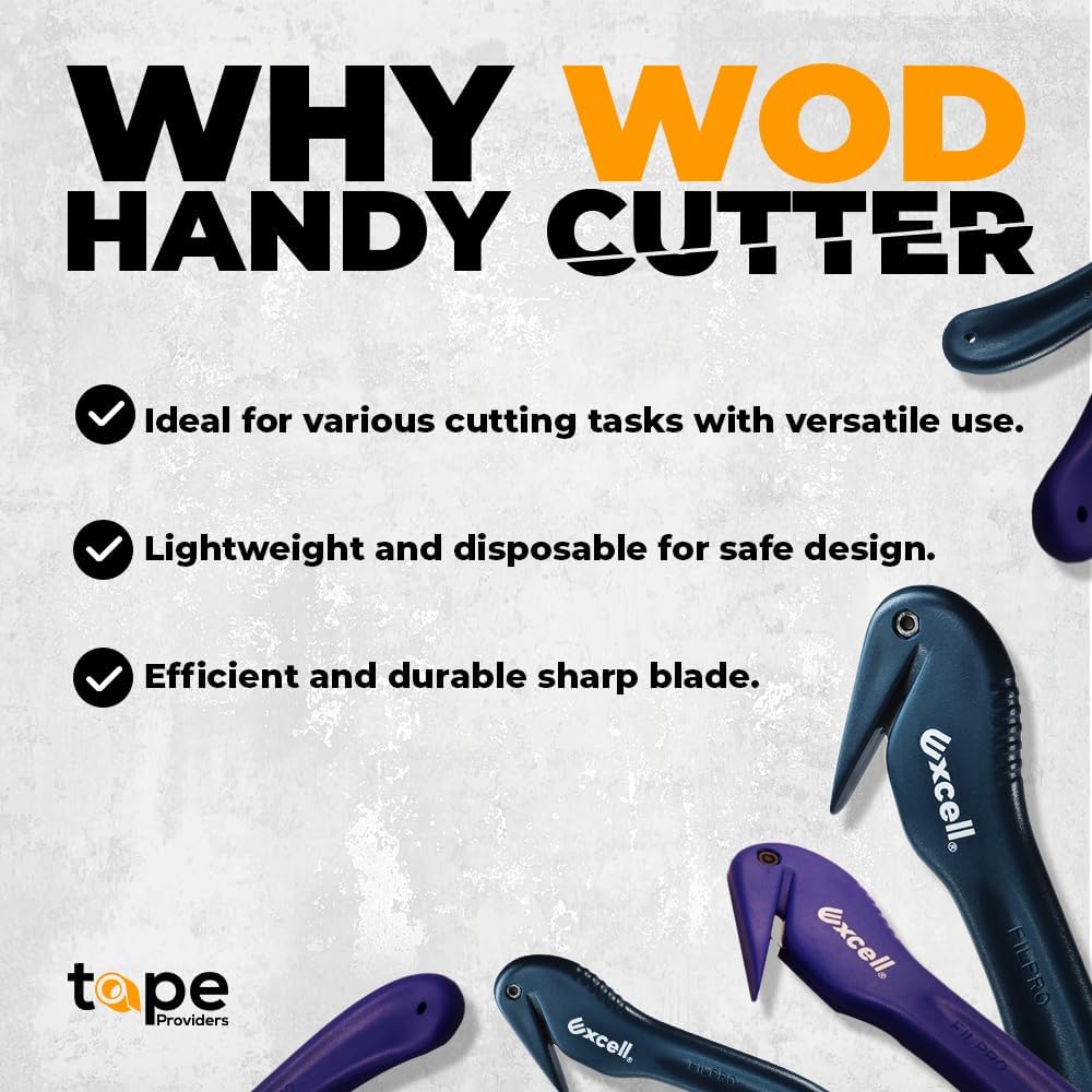 WOD SD-259B Disposable Handy Cutter Package Opener, Stretch Film Shrink Wrap Safety Box Cutters & Strapping Speedy Safety Cutter - Ideal for Office & Commercial Use (Pack of 720)