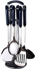 Ceramic Cooking Spoons Spatulas Stainless Steel Cooking Utensils Gadgets Bakeware Tools Kitchen Cookware 7 Pieces(Blu)