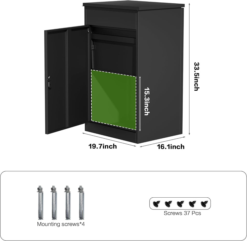 Package Delivery Boxes for Outside, Large Mailbox for Parcel 19.7'x16.1x'33.5', Anti-Theft Parcel Mailbox with Coded Lock, Wall Mounted Waterproof Home Parcel Box for Porch Yard, Galvanized Steel