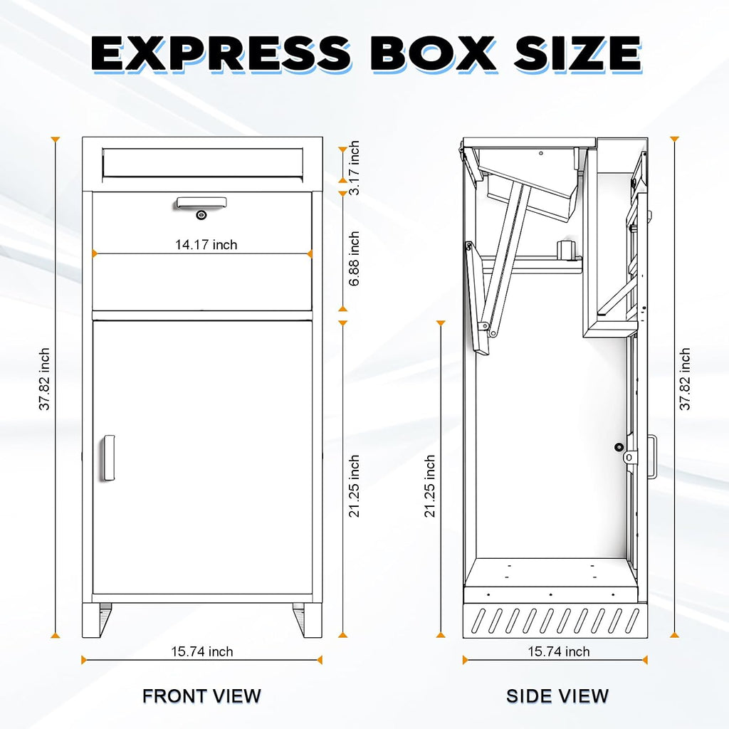 Package Delivery Boxes & Mailbox for Outside, No Assembly Required Large Parcel Drop Box with Keys, Steel Mailbox with Waterproof Anti-Theft Function, Not Easy Deformed for Home, Porch, Business