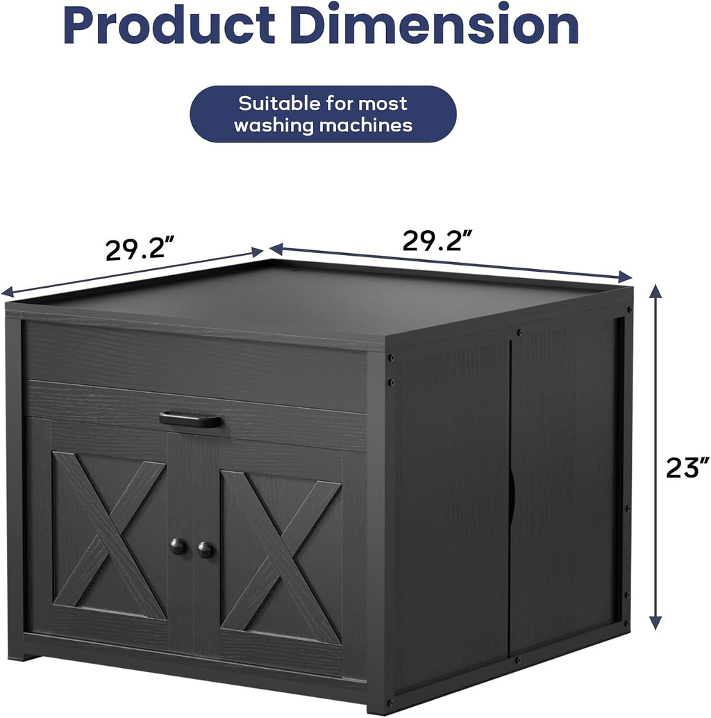 DTK Washer and Dryer Pedestals, Washing Machine Stand with Laundry Basket Shelf, Universal Fit Laundry Pedestals with Hidden Storage and Three Side Doors, 800LBS Capacity