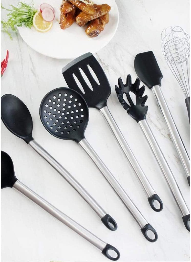 Kitchen Utensils Set,Silicone Spatula Cooking Utensils Set with Stainless Steel Handle Nonstick Spoon Shovel Silicone Kitchen Tool Cooking Set (Color : B) (Color : A)