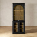 mopio Blake Tall Display Cabinet, Kitchen Buffet Pantry Cupboard, Trophy Display Case, Storage Cabinet Scratch Resistant Acrylic, Modern Farmhouse Curio Organizer (Black Oak Acrylic Hutch, Single)