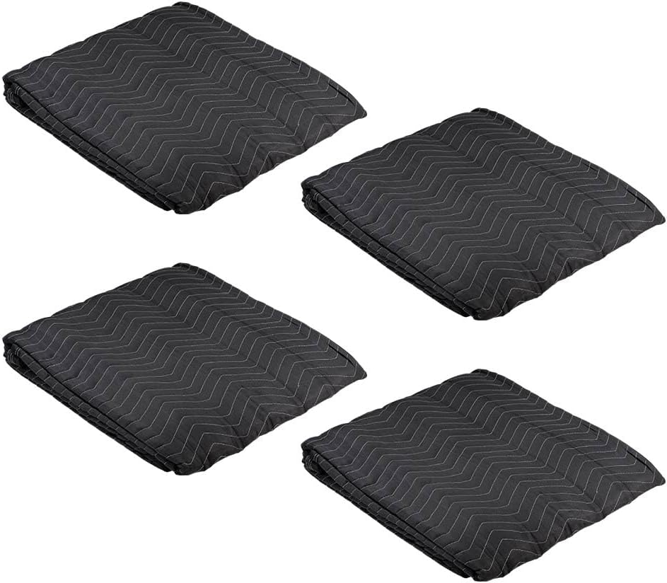 Mytee Products 4 Pack Black Quilted and Padded Door Moving Cover - 39'x79' Polyester Washable and Reusable Furniture Door Blanket for Interior Exterior Use