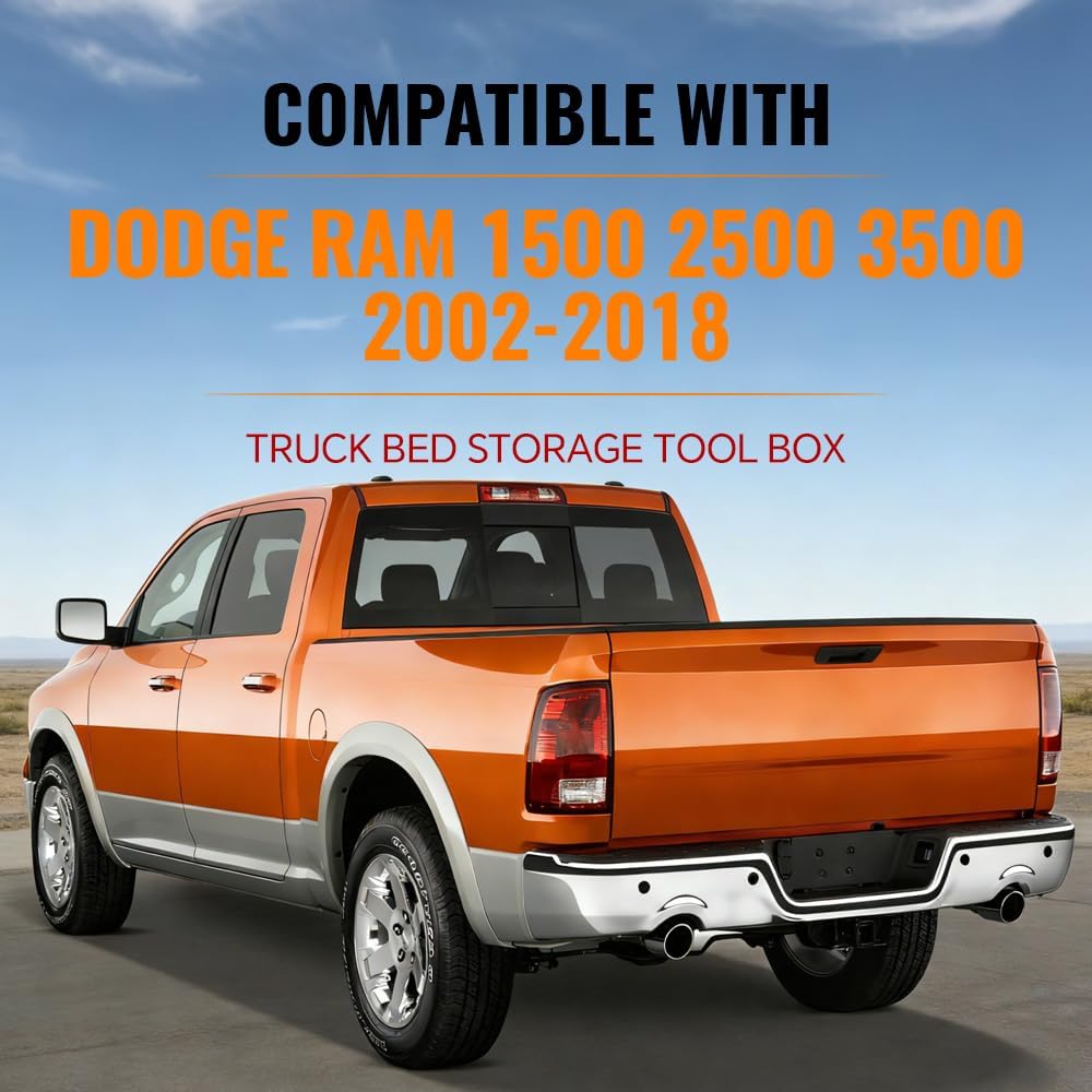G-PLUS Lockable Truck Bed Storage Toolbox Driver and Passenger Side Compatible with Dodge Ram 1500 2500 3500 2002-2018