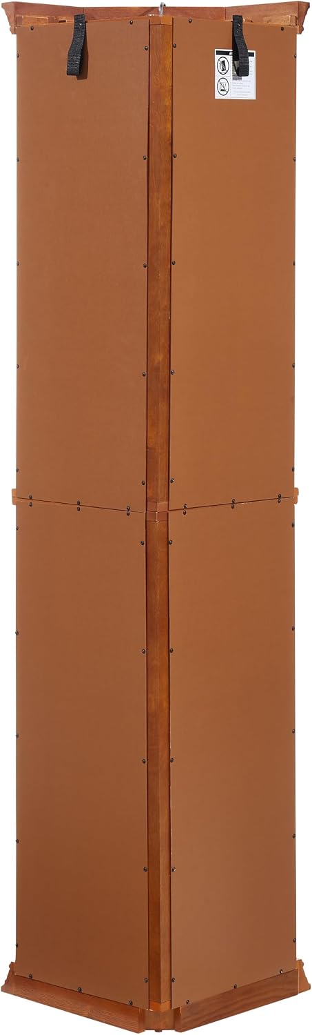 Ball & Cast 70' H Lighted Corner Curio Cabinet, Glass Display Cabinet with 6 Tempered Adjustable Glass Shelves and Doors,Include Light Bulb, Rack for Living Room,Oak