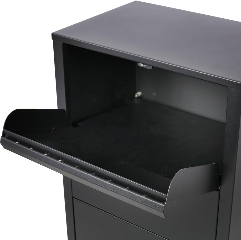 Extra Large Steel Package Delivery Box Express Mail Parcel Drop Box with Lockable Storage Compartment Heavy Duty Weatherproof for Outside for Home & Business (10.5'×15.5'×41.3')
