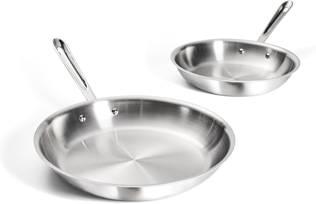All-Clad D3® Stainless Steel 10 and 12 inch Frying Pans Set - Made in the USA- The Original Bonded Professional Cookware- Oven Safe & Induction Compatible