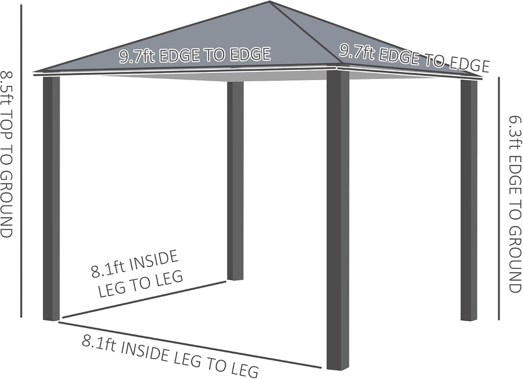 Outsunny 10' x 10' Patio Gazebo, Outdoor Gazebo Canopy Shelter with Netting & Curtains, Vented Roof, for Garden, Lawn, Backyard and Deck, Black