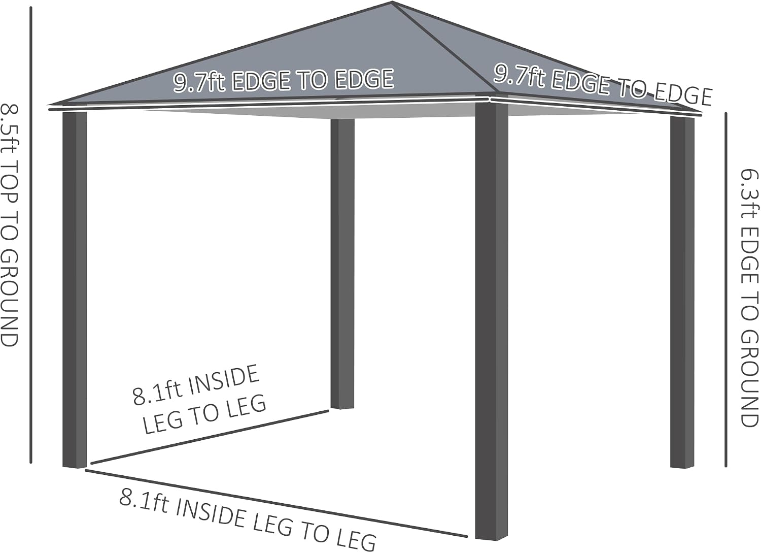 Outsunny 10' x 10' Patio Gazebo, Outdoor Gazebo Canopy Shelter with Netting & Curtains, Vented Roof, for Garden, Lawn, Backyard and Deck, Black