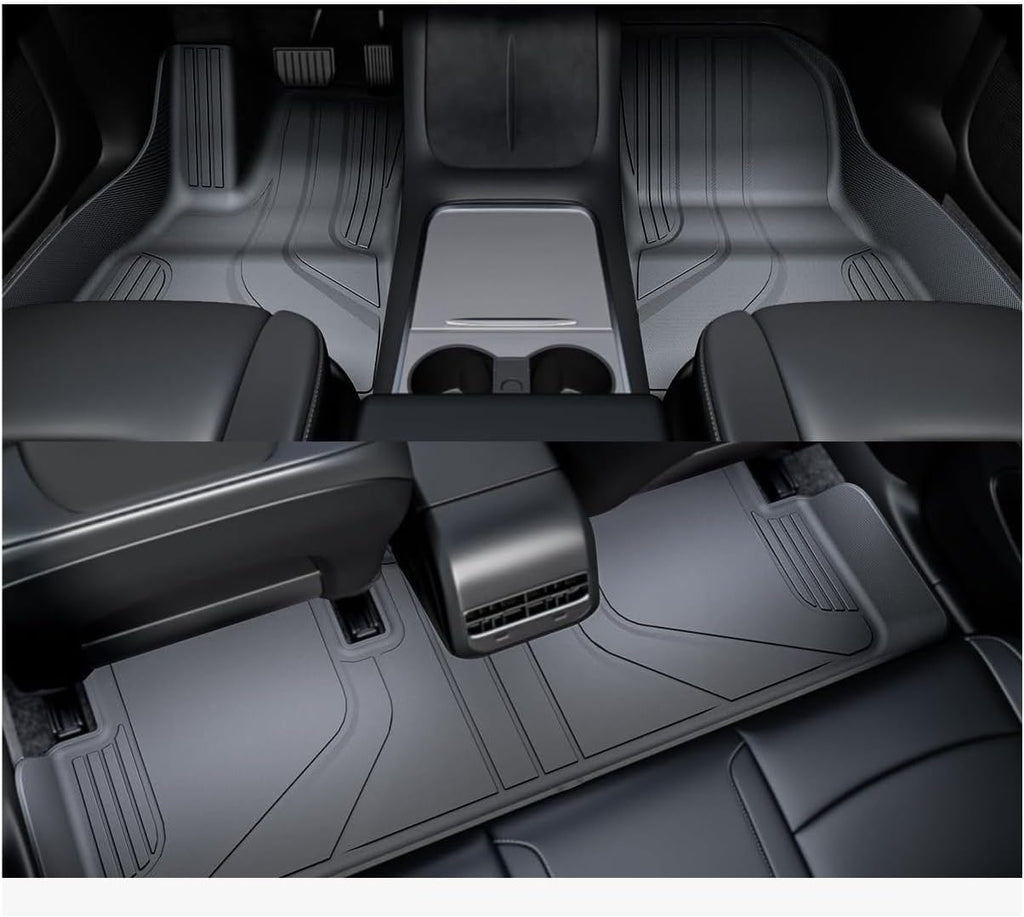 1.5X Raised Edges Upgraded TPE Floor Mats Compatible with Tesla Model 3 Highland 2024 Full Edge Wrapping Waterproof Cargo Liner Trunk Mats(6PCS Floor Mats)