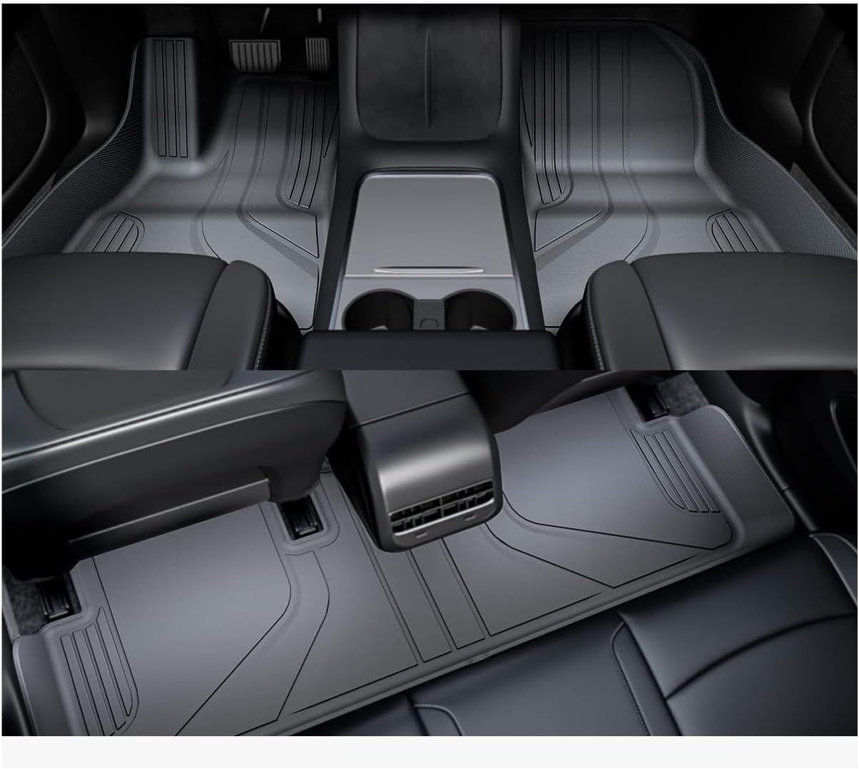 1.5X Raised Edges Upgraded TPE Floor Mats Compatible with Tesla Model 3 Highland 2024 Full Edge Wrapping Waterproof Cargo Liner Trunk Mats(6PCS Floor Mats)