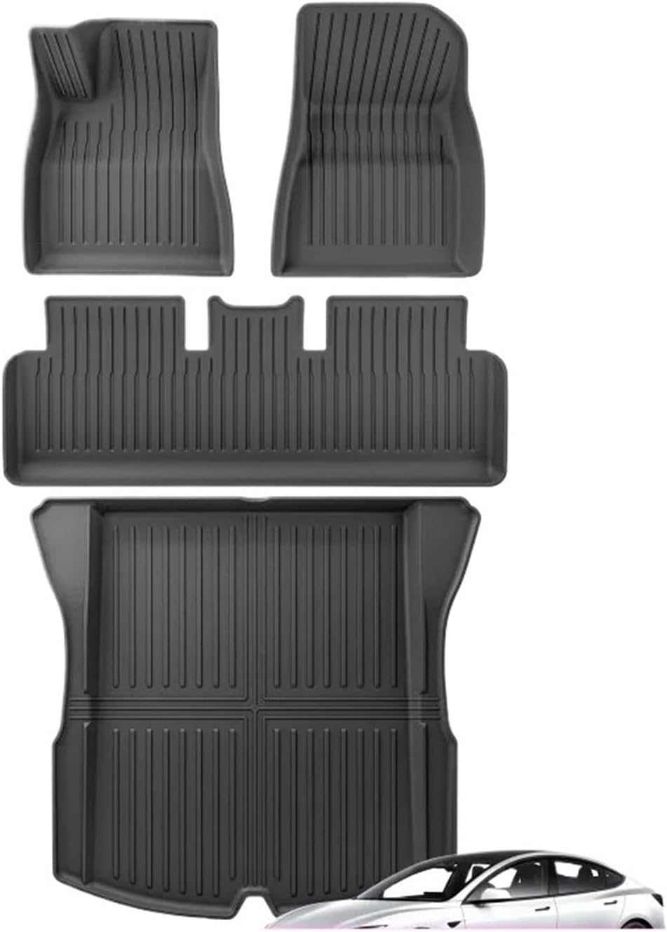 Floor Mats Compatible with Tesla Model 3 Highland 2024 TPE 3D Car Mats Cargo Liner Trunk Pad Waterproof Protective Accessories(24MODEL3 Trunk 1P)