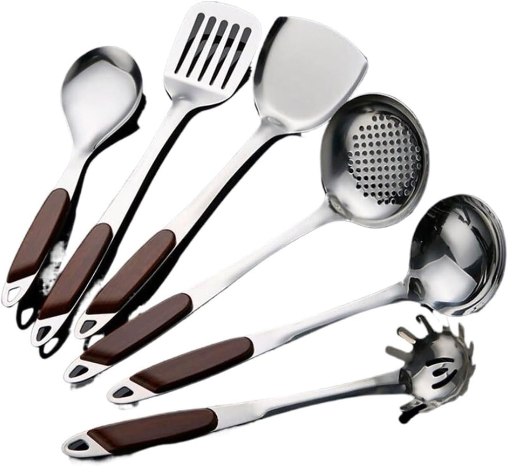 Kitchen Utensils Set, Cookware Dining Gadgets 6 Pieces Sets Spoons for Cooking Spatulas Stainless Steel Cooking Utensils Spatulas Spoons Kitchen Tools