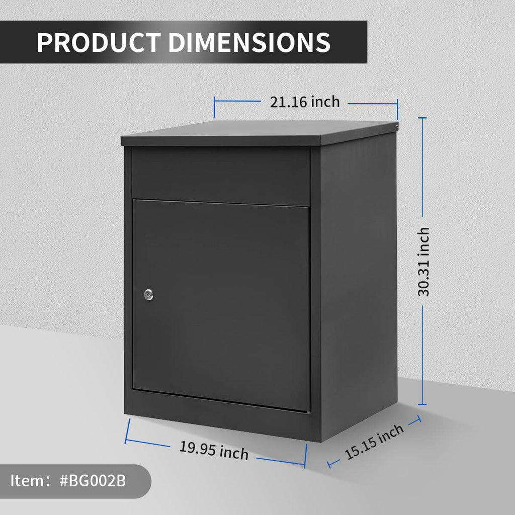 Ydocabinit Package Delivery Boxes for Outside, Extra Large Mailbox for Parcel, Galvanized Steel Parcel Mailbox, Wall Mounted Lockable Anti-Theft for Porch,Curbside XL-Black