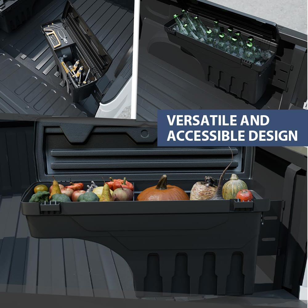 PIT66 Lockable Truck Bed Storage Box Toolbox, Compatible with Ford F250 F350 Super Duty 2017-2023, Left Driver + Right Passenger Sides Tool Box Drawer Set
