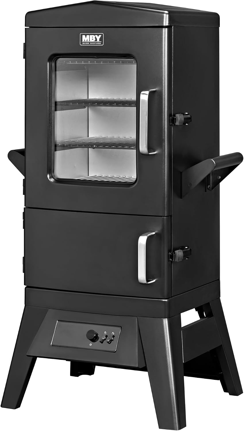 Digital Electric Smoker with Cover, LED Display Build in Meat Probe Large Capacity BBQ Smokers, 4 Racks Smoke More with 633 sq in Cooking Area