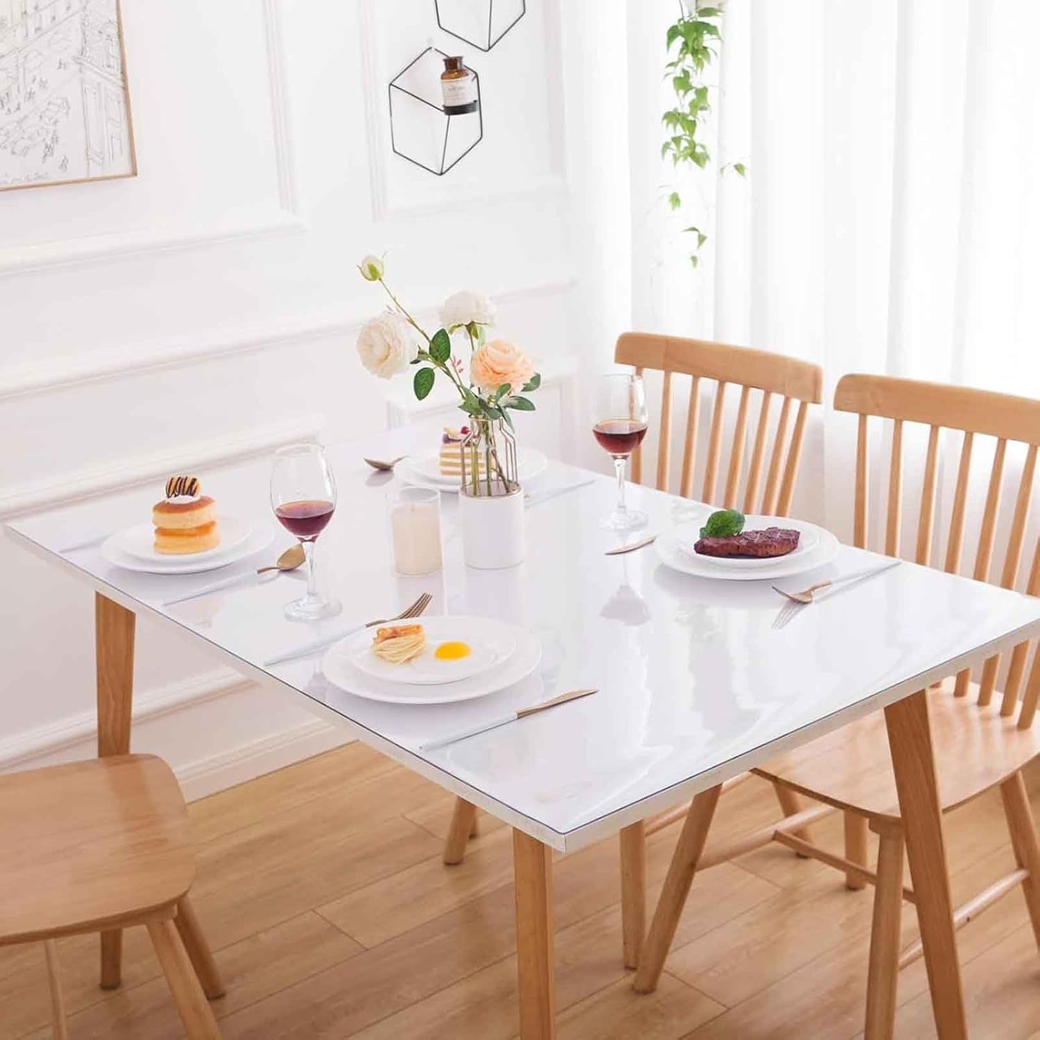Tablecloth Cover Clear Plastic Table Protector 2mm Transparent Vinyl Long PVC Table Cloths Water Rresistant Wipeable Furniture Floor Carpet Topper Pad for Office Desktop Dresser Dining Table(39.4x59.1