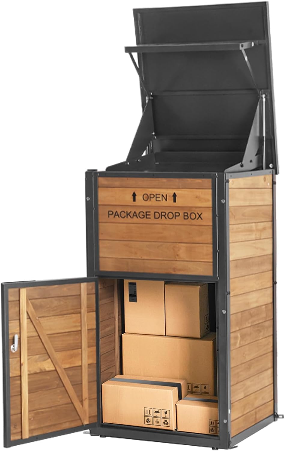 Package Delivery Boxes For Outside With Combination Lock, Anti-Theft Package Drop Box With Weatherproof Design, Wooden Porch Package Delivery Box With Secure Storage For Home And Business