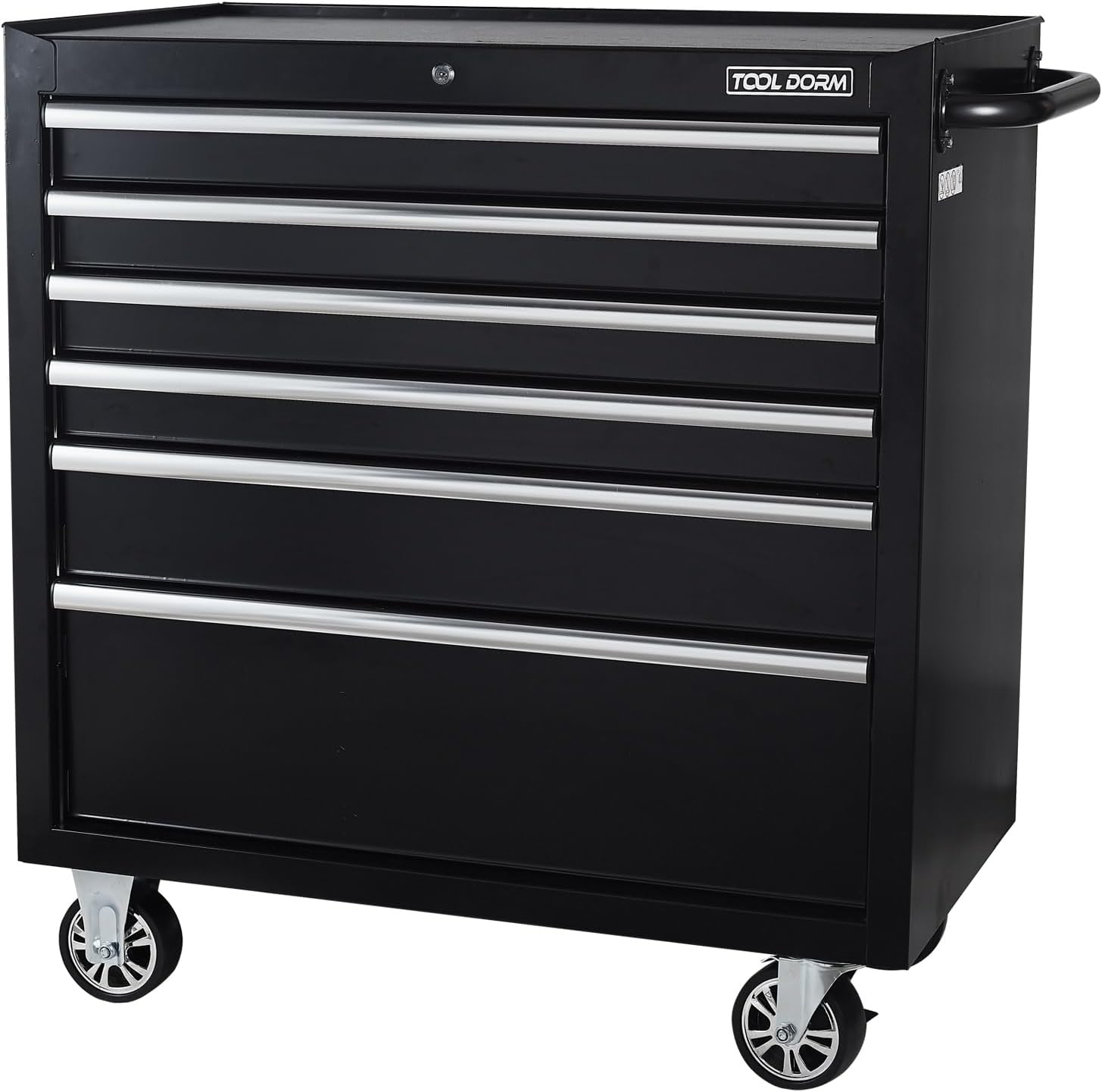 Tool Chest, 6 Drawers Rolling Tool Cabinet, Lockable Wheels, Ball Bearing Sliders, Black Powder Coating, Metal Tool Storage Cart, Suitable for Garage, Warehouse, Workshop