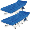Camping Cots 2 Pack Camping Bed with Comfortable Mat Cots for Sleeping with Pad Heavy Duty Folding Bed 2 Person Sleeping Cot with Carry Bag Guest Cots for Adults Office Nap Vacation Outdoor Indoor