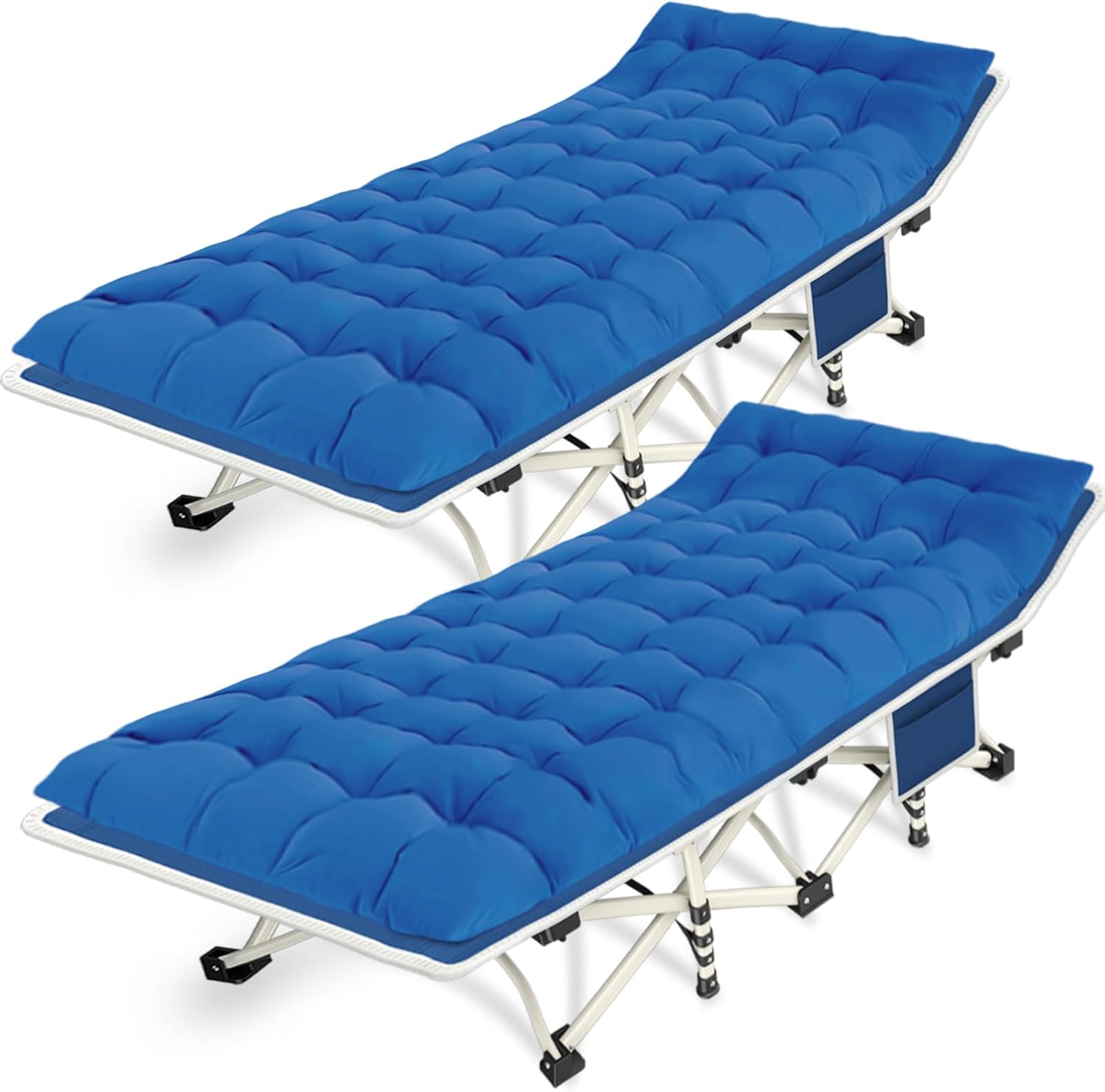 Camping Cots 2 Pack Camping Bed with Comfortable Mat Cots for Sleeping with Pad Heavy Duty Folding Bed 2 Person Sleeping Cot with Carry Bag Guest Cots for Adults Office Nap Vacation Outdoor Indoor