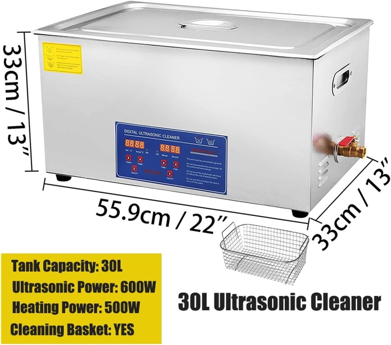 1.3L 2L 3L 6L 10L 15L 22L 30L Ultrasonic Cleaner Lave-Dishes Portable Washing Machine Diswasher Ultrasound Home Appliances Durability, Efficience(30L)