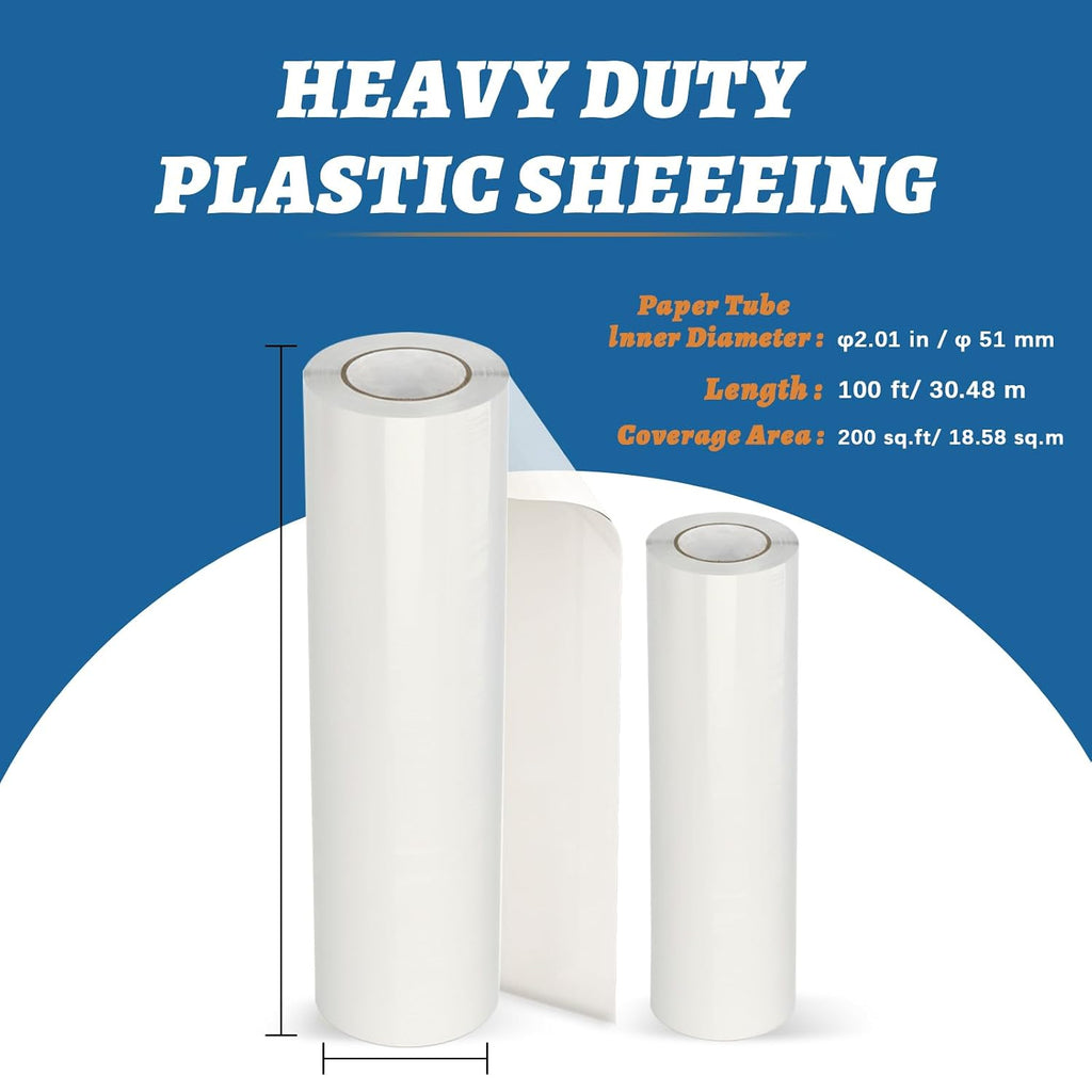Yiech Carpet Protection Film 36' x 500' – Clear self-adhesive protective film for carpets and floors, waterproof and puncture-resistant shield, easy to install and remove, ideal for construction