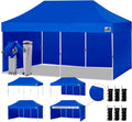 Eurmax USA 10x20 Pop Up Canopy Tent,Commercial Tent with Patented No-Tip Rolling Bag,4 Zippered Removable Walls,UV & Water Resistant Canopy Top,Heavy Duty Outdoor Gazebo,Instant Shelter(Blue)