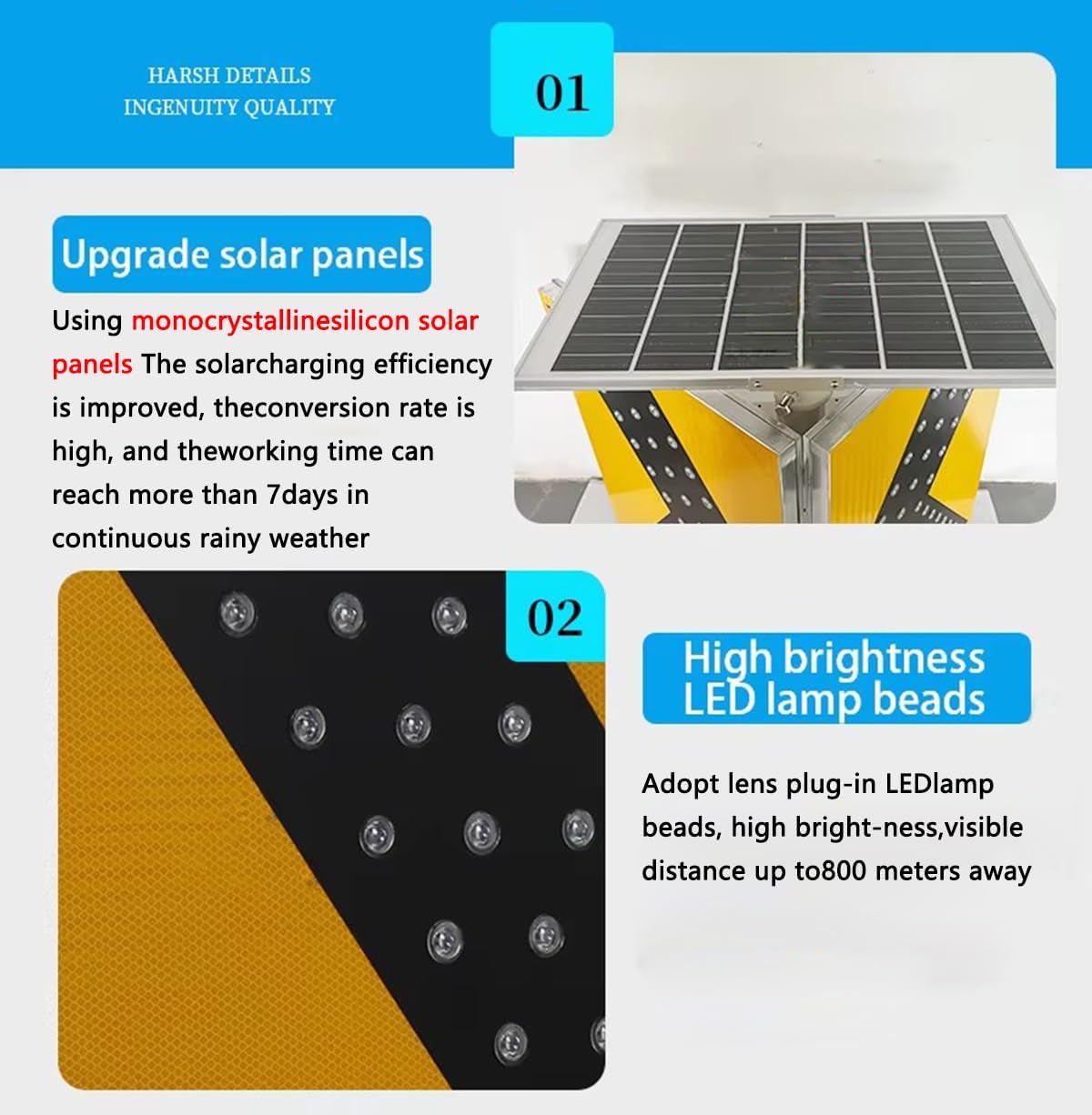 Solar LED Traffic Arrow Sign, Rectangle Road Traffic Emergency Warning Light, High Brightness Outdoor Traffic Road Warning Sign Board
