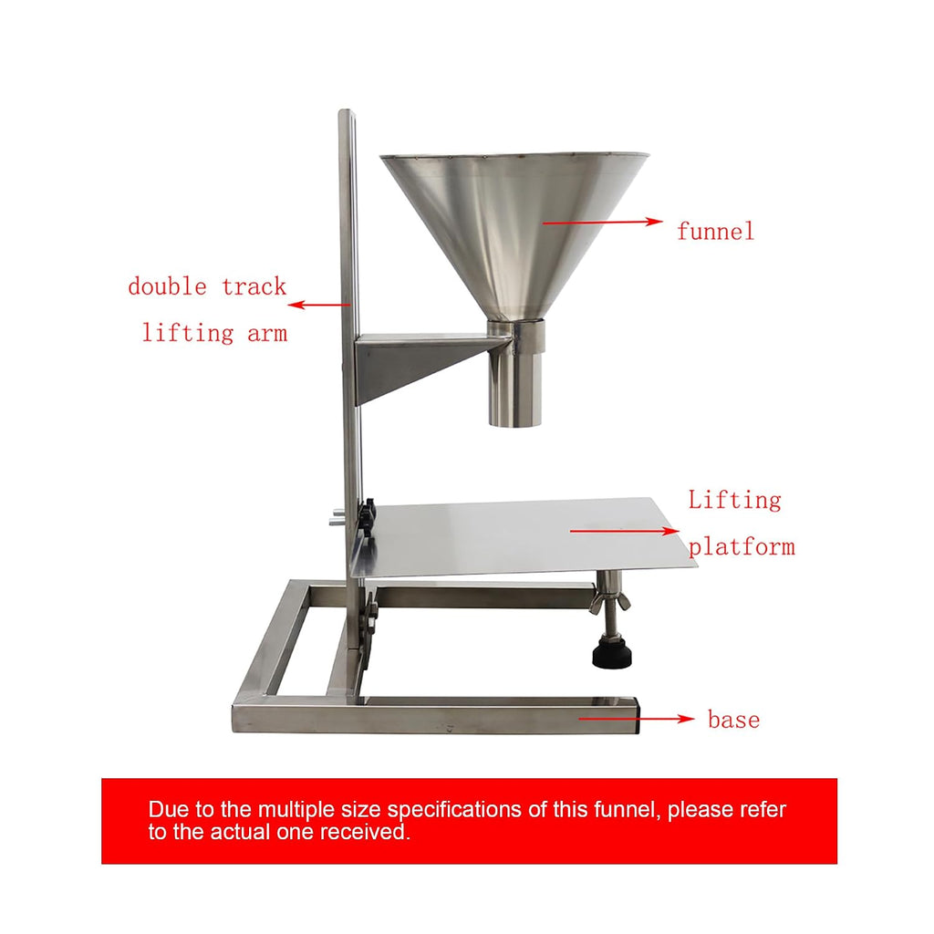 3.1inch Stainless Steel Feeding Hopper with Support Stand Manual Filling Package Funnel for Filling Powder Paste Liquid Granule