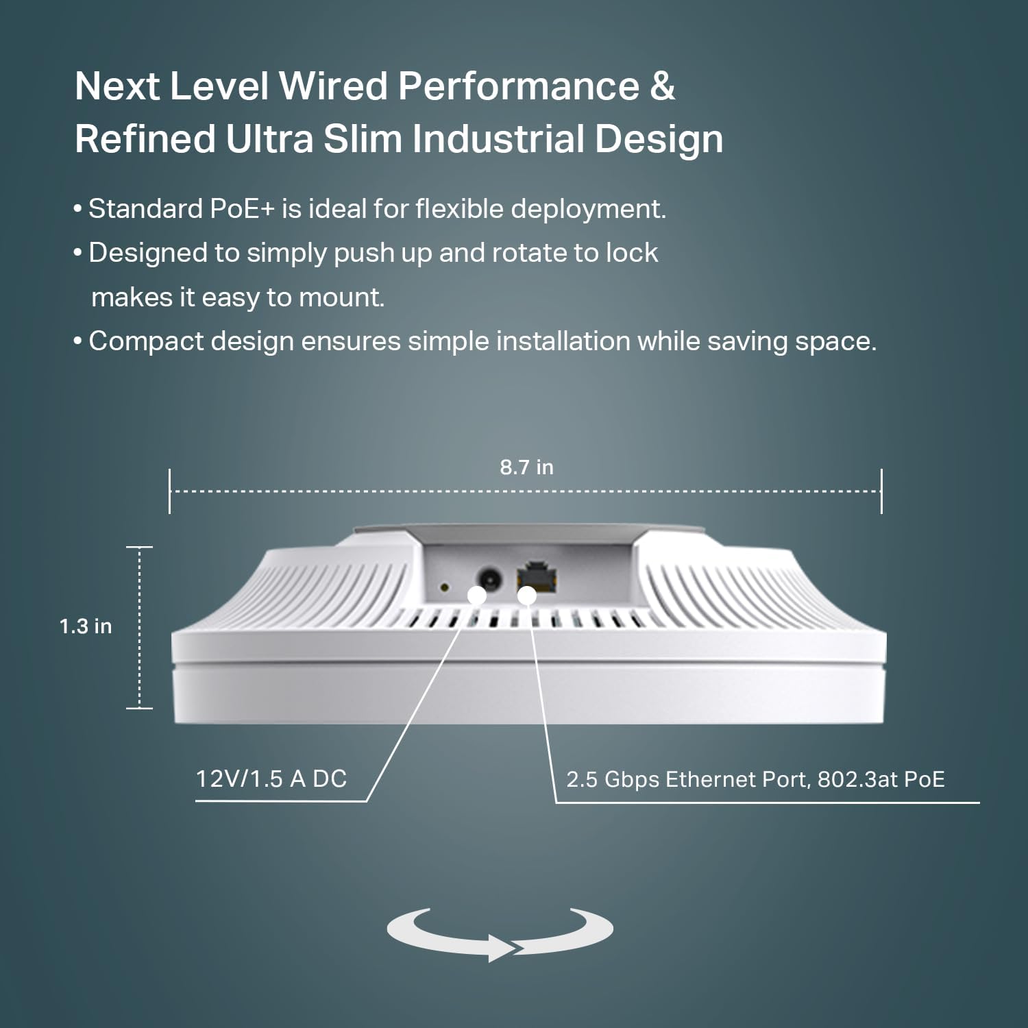 TP-Link Omada WiFi 6 Wireless Access Point - AX5400 Dual Band, 2.5G Port, PoE+ or DC Powered, DC Adapter Included, 5yr Warranty, 6 Spatial Streams, Captive Portal, Mesh, WPA3, Roaming(EAP670)