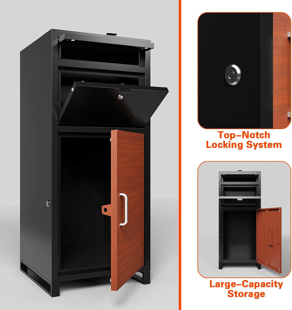 Package Delivery Box for Outside, 36.6'x 15.75'x 15.75' Secure Anti Theft Package Delivery Box with Mailbox, for House, Porch, Curbside