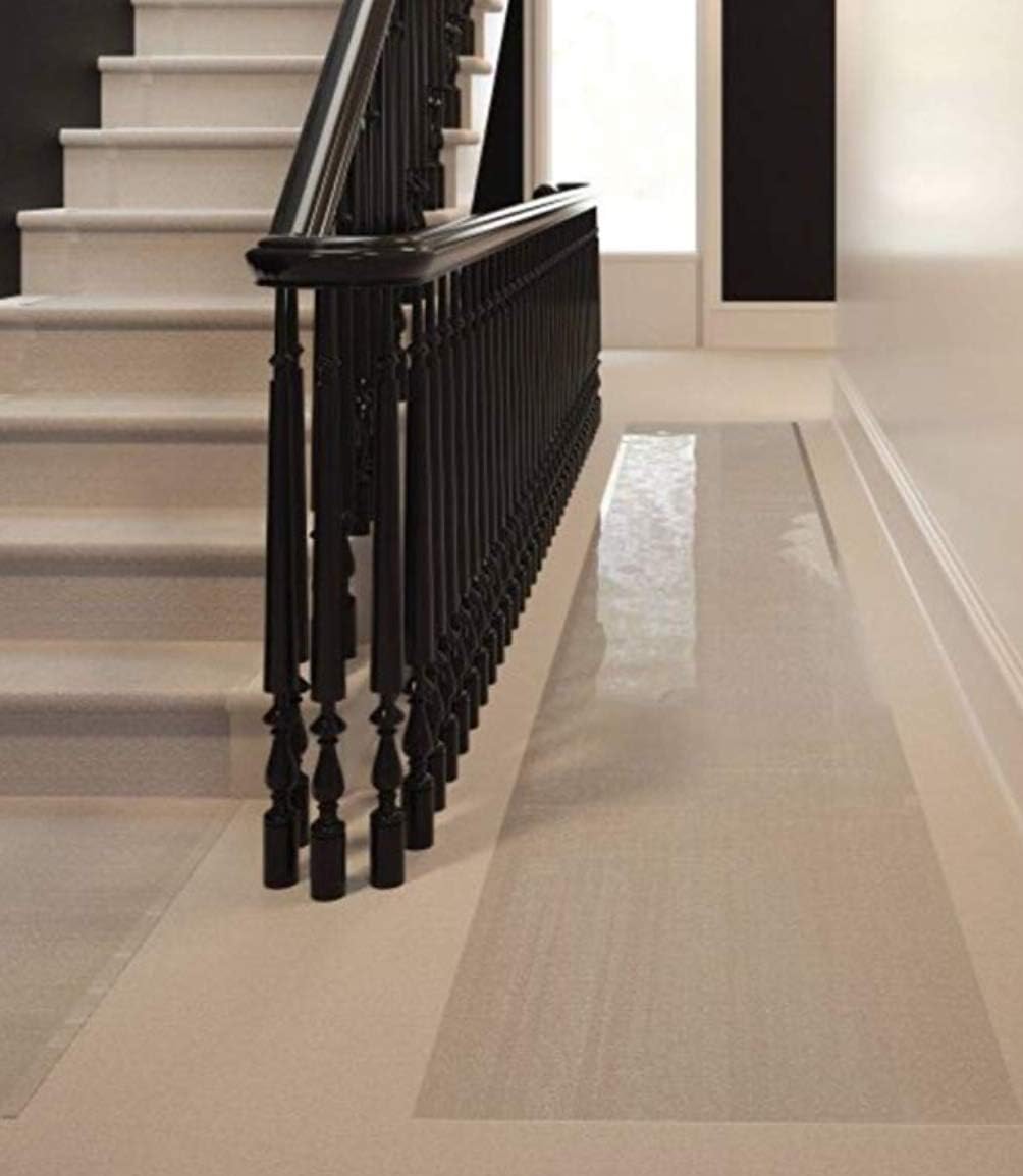 Clear Plastic Runner Rug Carpet Protector Mat Ribbed Multi-Grip (26'in x 50'FT)