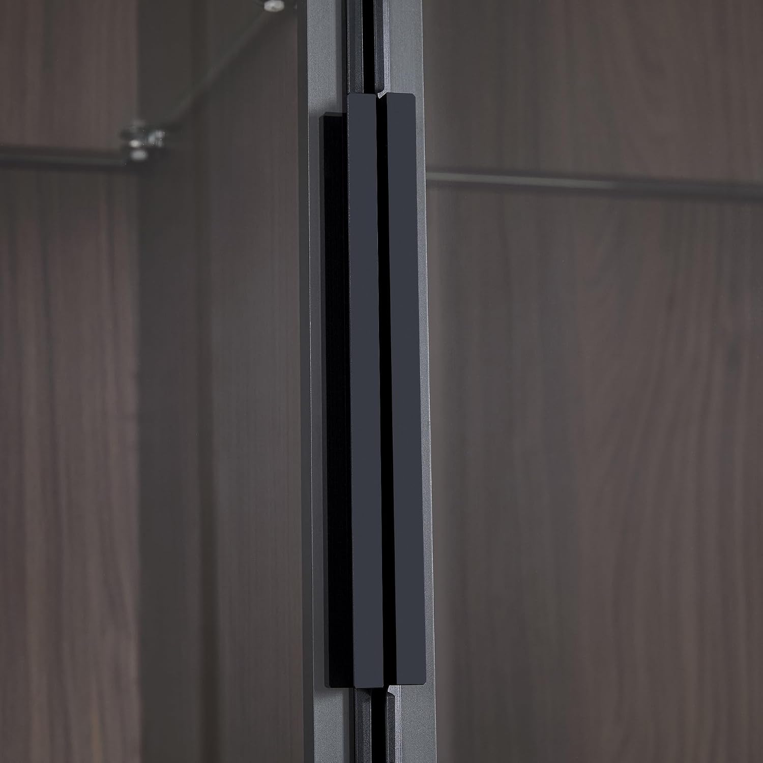 Glass Display Cabinet,51.2'' Tall Lighted with Tempered Glass Door, Metal Frame LED Curio Cabinet, Modern Minimalist Style, for Living Room, Office, Study, Black + Dark Walnut