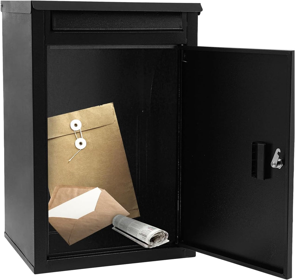 Wall-Mounted Parcel Drop Box & Mail Box with Key Lock, Large Capacity Heavy Duty Weatherproof Security Mailbox for Letters Packages, Home Office School Installation Included,16.5 * 13.8 * 25.4in
