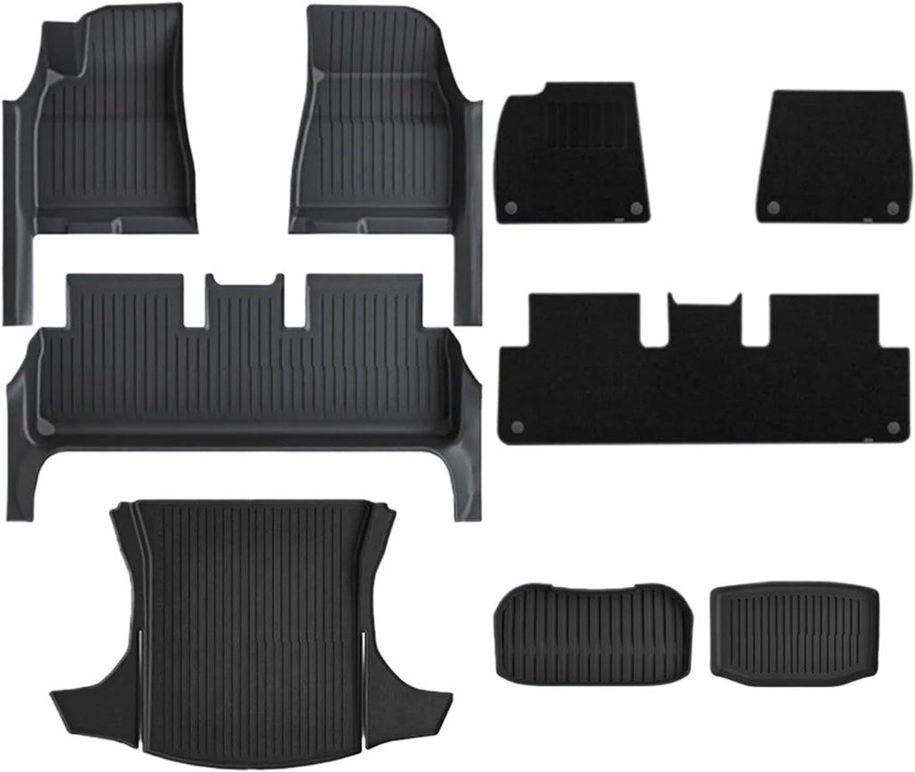 TPE Floor Mat Compatible with Tesla Model 3 2024 with Door Sill Protector Trunk Mats with Front Rear Cargo Liner Compatible with Model 3 Highland(DLFM-9PCS)