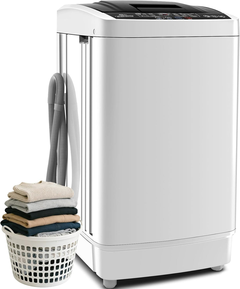 Nictemaw 2.8 Cu.ft Portable Washing Machine, 20 lbs Capacity Full Automatic Washing Machine with 10 Wash Programs, LED Display & Drain Pump, Portable Washer for Apartments, RV, Dorm, Home, Off-white